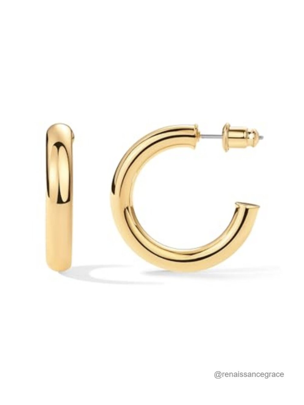 Chunky 14K Gold Plated Hoop Earrings Lightweight Statement Women